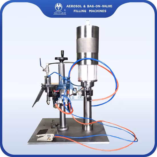 Macchina riempitrice per bombolette spray Mdi PU foam / schiuma poliuretanica