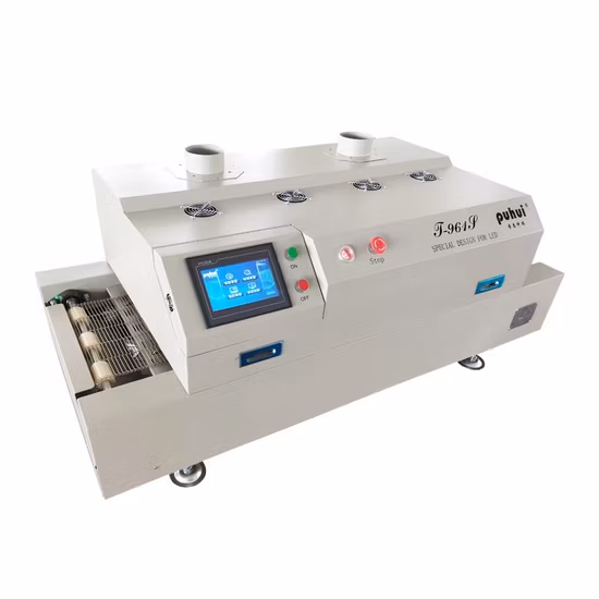 Forno di riflusso PCB LED a sei zone di riscaldamento con trasportatore touch screen intelligente Puhui T961s